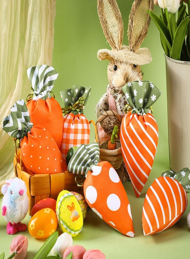 SilTriangle 24 Pcs Easter Goodie Bags Carrot Shaped Treat Bags Bulk Easter Basket Stuffers Fabric Drawstring Candy Gift Bags Egg Hunt Outdoor Party Supplies for Kid Party - Image 3